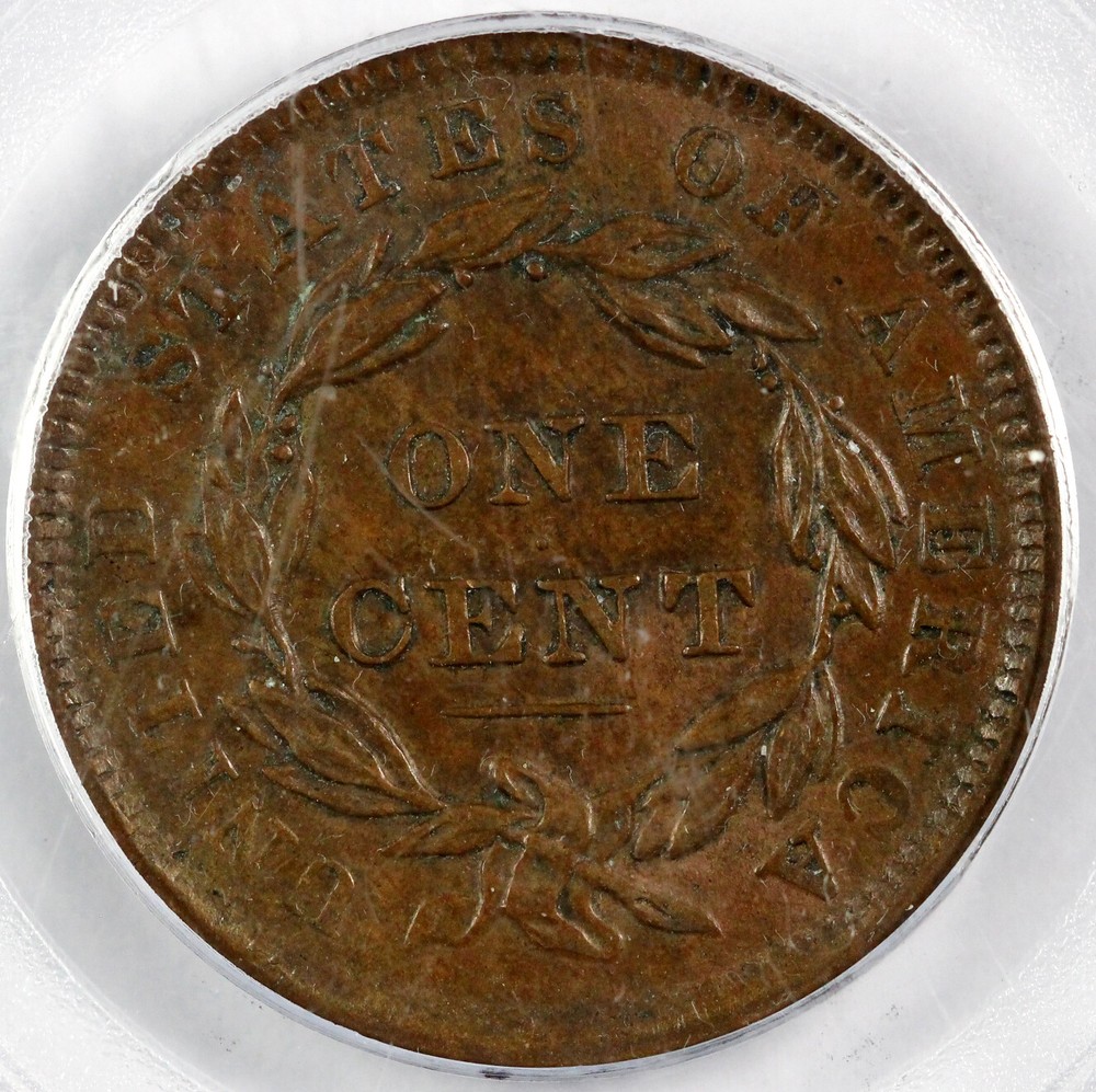 1838 1c Matron Head Large Cent PCGS AU 58