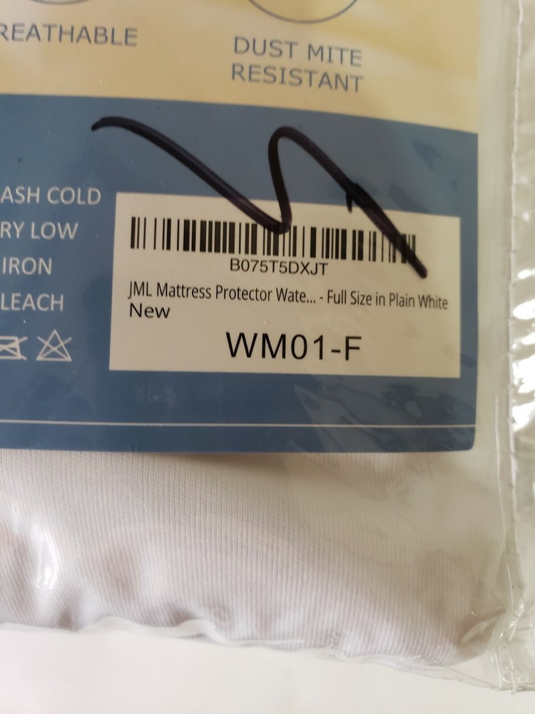 JML Allergy-Free Waterproof Fitted Mattress Protector - FULL, White