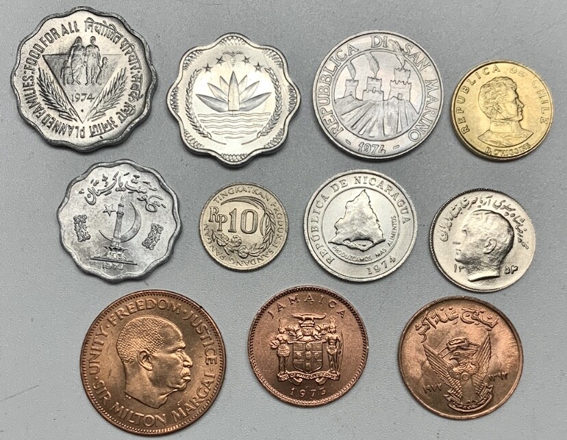 Assorted World Coins -- 11 Different Currency Lot -- Choice Uncirculated