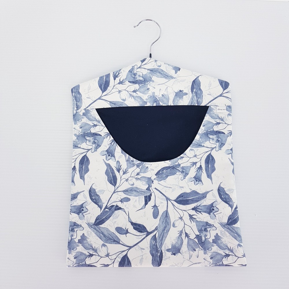 Peg Bag Handmade Blue White Leaf Print Lined Laundry Clothes Peg Holder