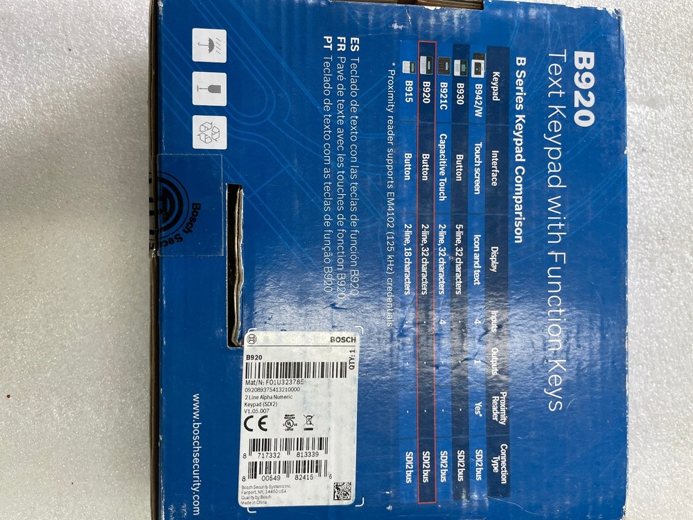 NEW BOSCH B920 2 LINE TEXT KEYPAD W/ Function Keys LCD DISPLAY ON SCREEN HELP