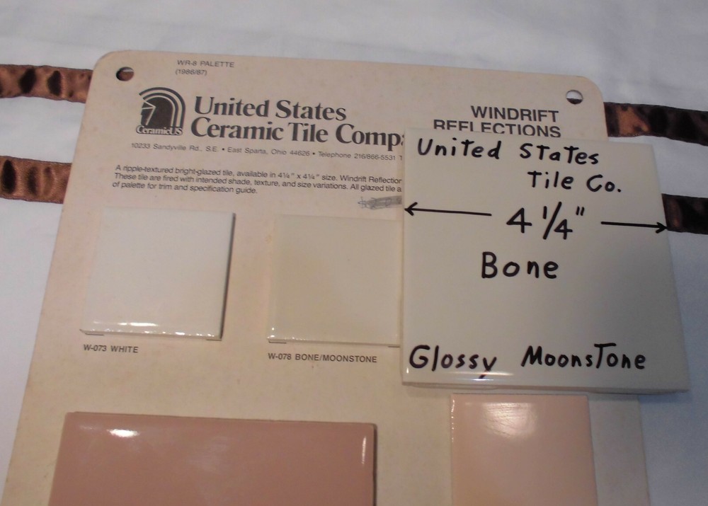 1 pc. Gloss Bone: 4-1/4" Ceramic Tile New Stock: Bumpy-Ripple Textured Surface