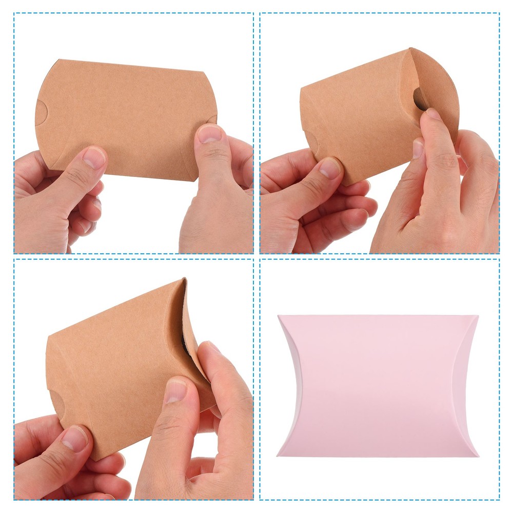 100Pcs Pillow Boxes Wedding Gift Boxes for Wedding Pink