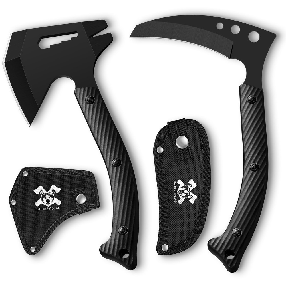 Grumpy Bear Tactical Axe Sickle Set Survival Tomahawk Hatchet