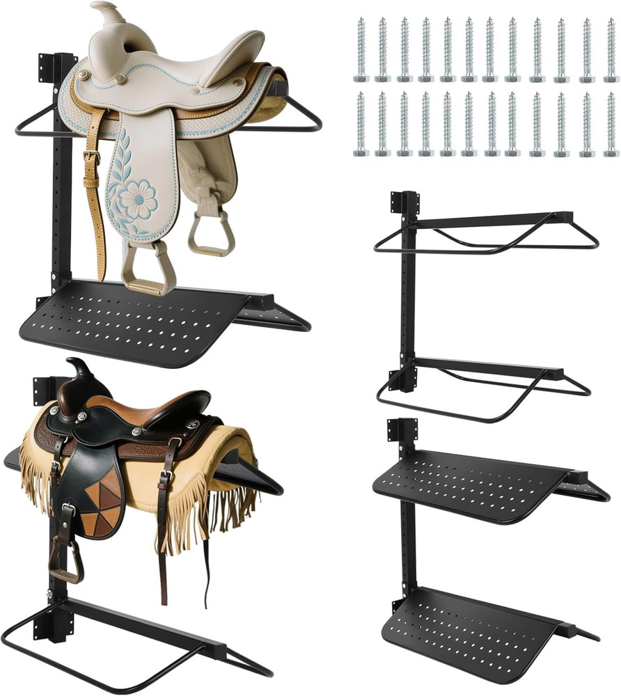 2 Pc Saddle Rack Wall Mount, Heavy Duty Wall Mounted Saddle Stand Saddle Pad Rac