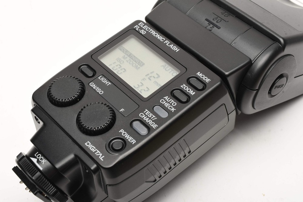 Olympus FL-50 Electronic Flash w/Pouch, Mint- Tested