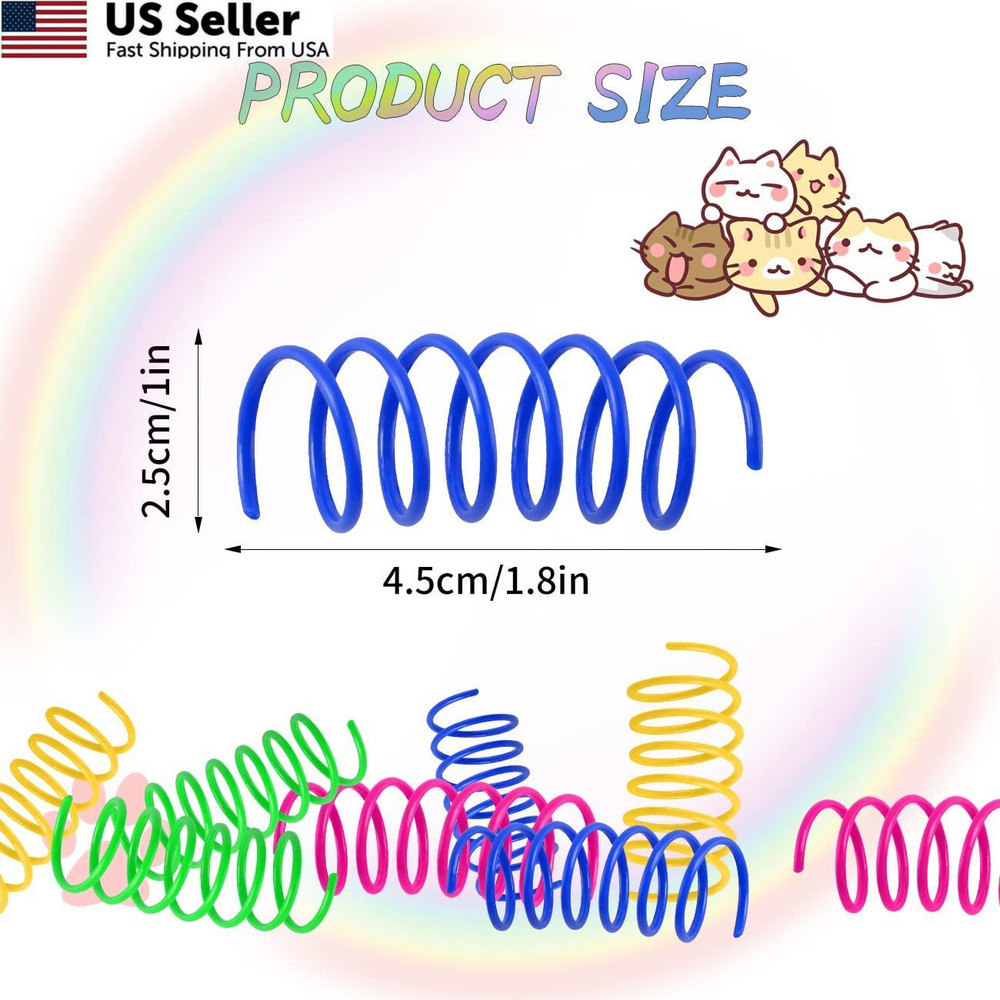 JCSHIMO Cat Spring Toys 80 Pack, Colorful Plastic 80 Multi-colored