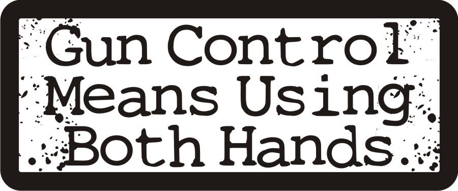 3 - Gun Control Using Both Hands Hard Hat / Biker Helmet Sticker  BS176