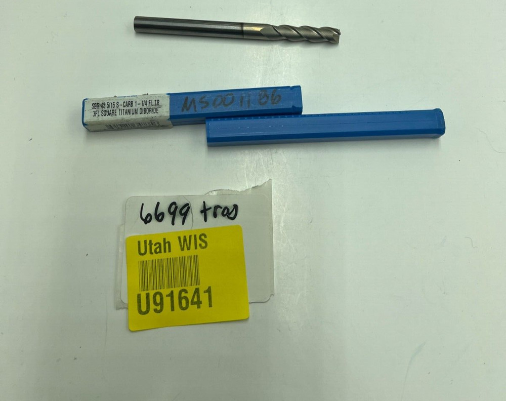SGS 5/16" Shank Diam, 4" OAL, 3 Flute, Solid Carbide Square 34735