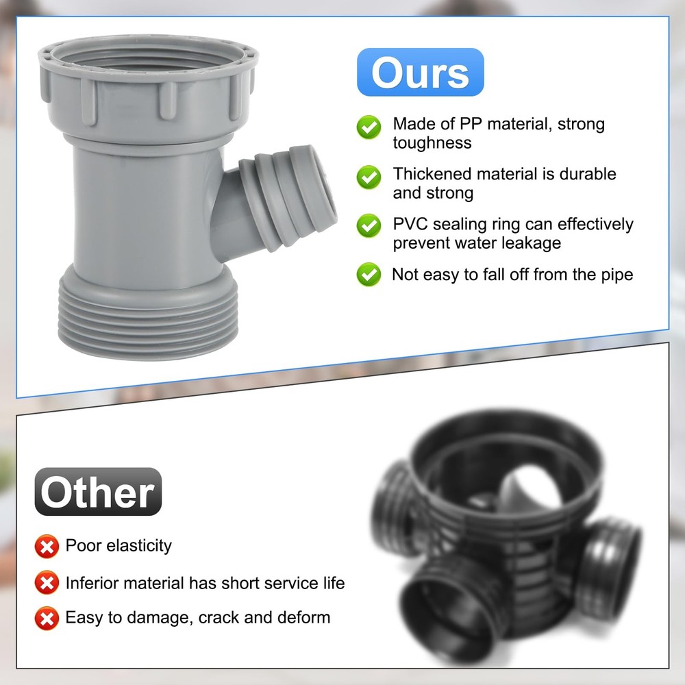 Kitchen Sink Drain Pipe Adapter, Versatile Y-Shaped Flexible M, Gray
