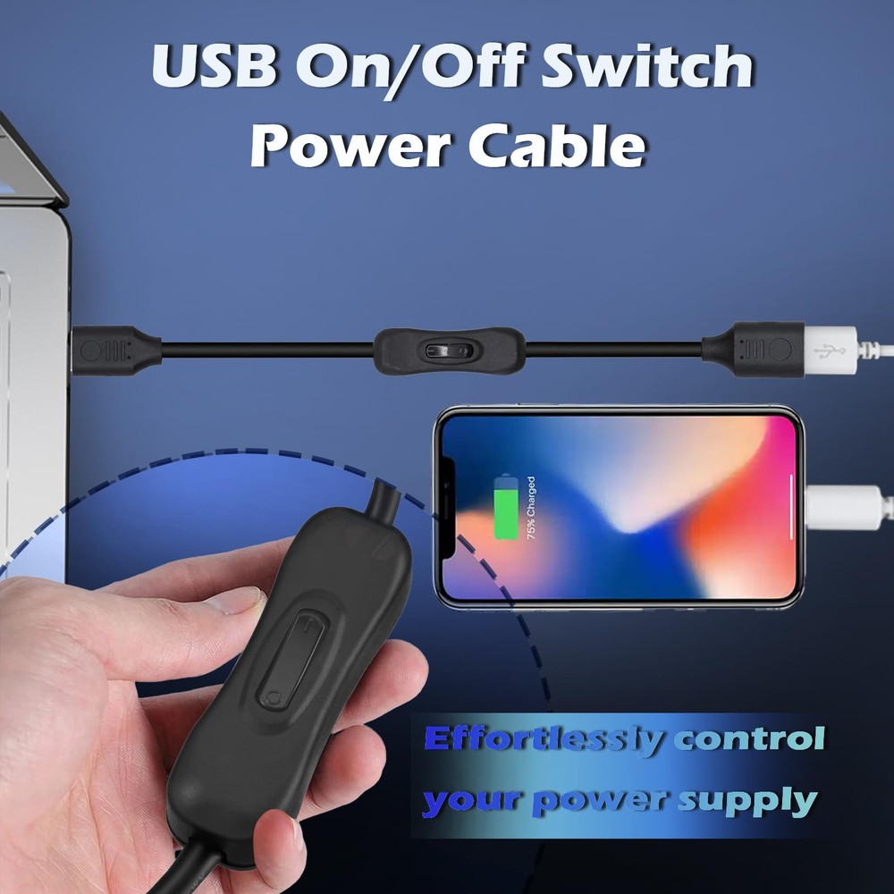 BENACES USB On/Off Switch Power Cable, 5Gbps 3.0 Extension 1FT...