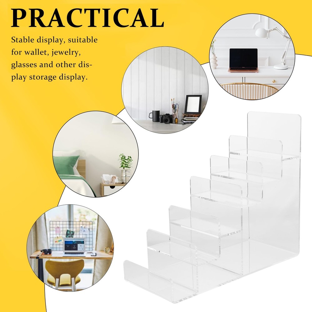 6 Tier Acrylic Trapezoidal Storage Rack Multi-Layer Clear Display Stand for W...