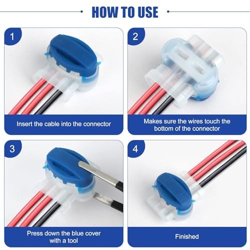 Electrical IDC 314-BOX Pigtail 3 Wire Connector, Self-Stripping Moisture