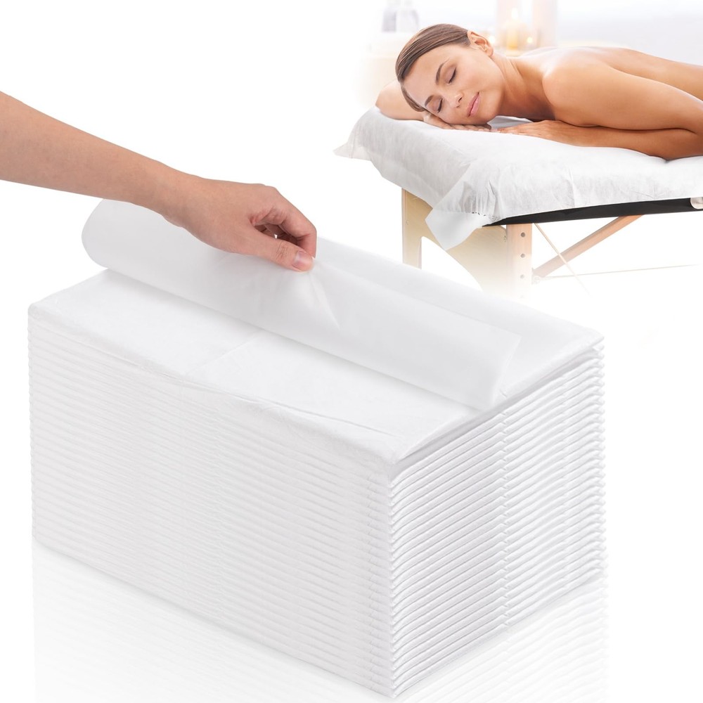 25PCS 84x35in Disposable Fitted Massage Table Sheets with Elastic, Breathable...