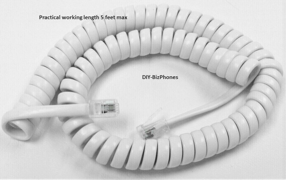 2-Pack Bright White 9Ft Blue Donuts Phone Handset Cord Big Button Curly Coil