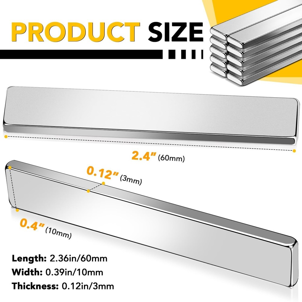 Versatile 100 Pack Neodymium Magnets - Rectangular Bars for Home or Office Use