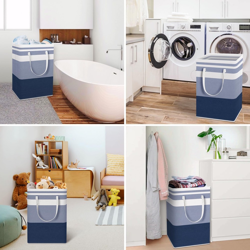 2-Pack Large Laundry Basket, Waterproof, Freestanding Laundry Hamper, Collaps...
