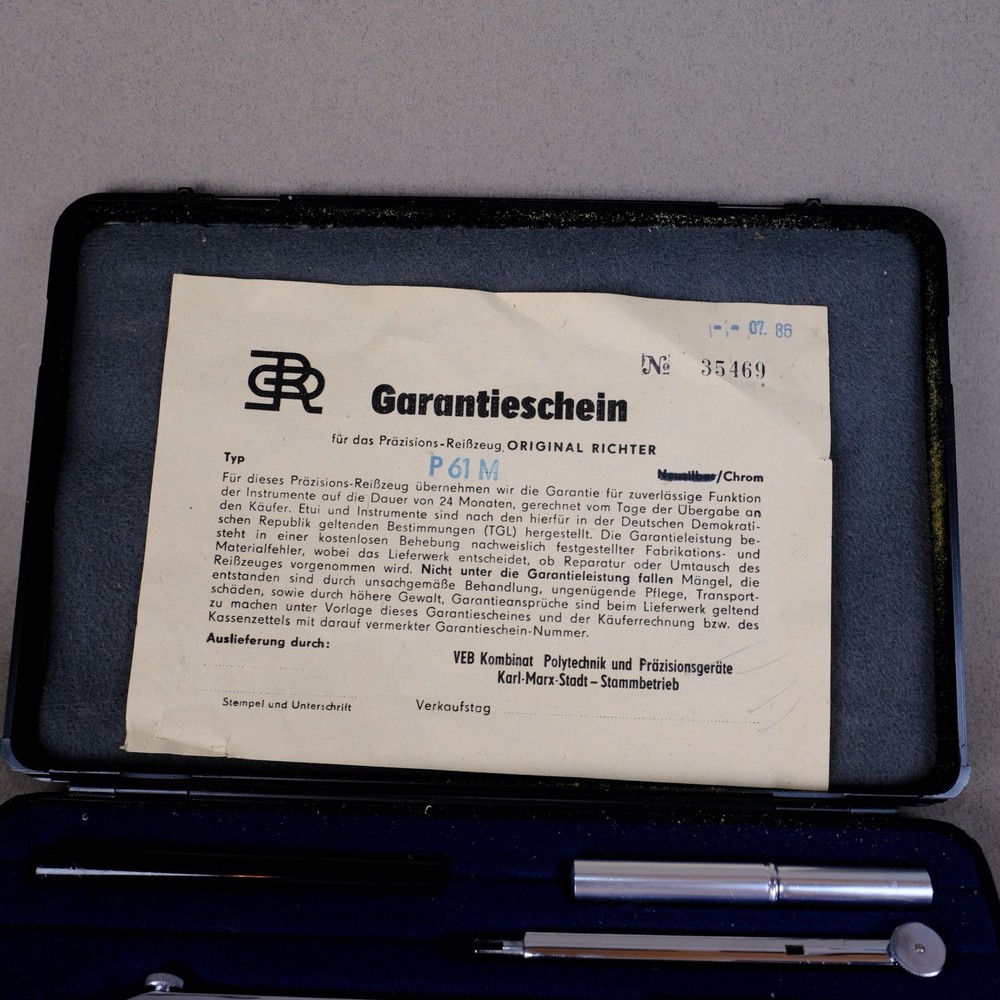 DRAFTING DRAWING SET ORIGINAL RICHTER VINTAGE COMPASSES & Tips