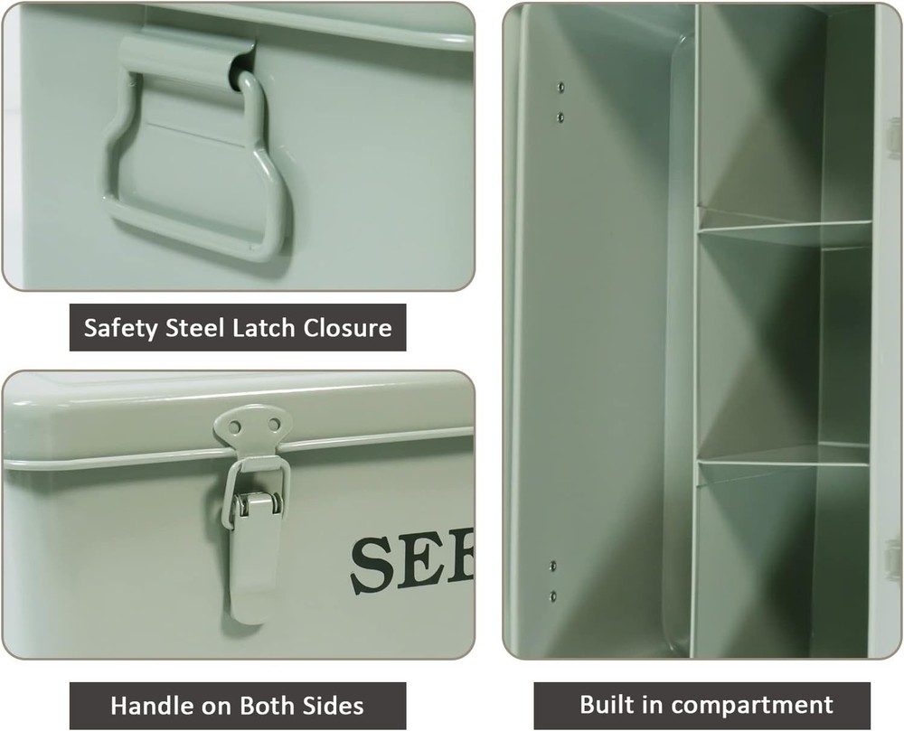 Durable Seed Container with Safety Locks & Easy-Clean Finish - Green