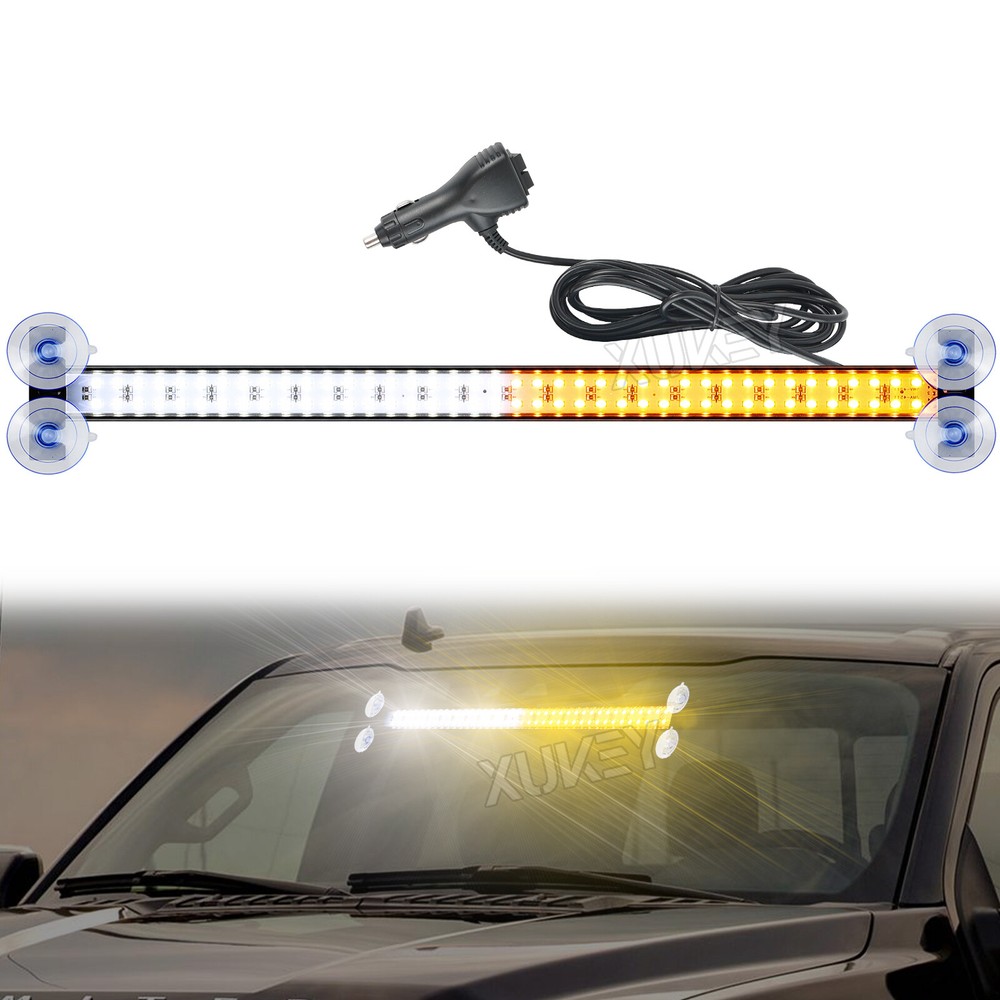 144 LED White Amber Windshield Strobe Light Interior Bar Flash Emergency Warning