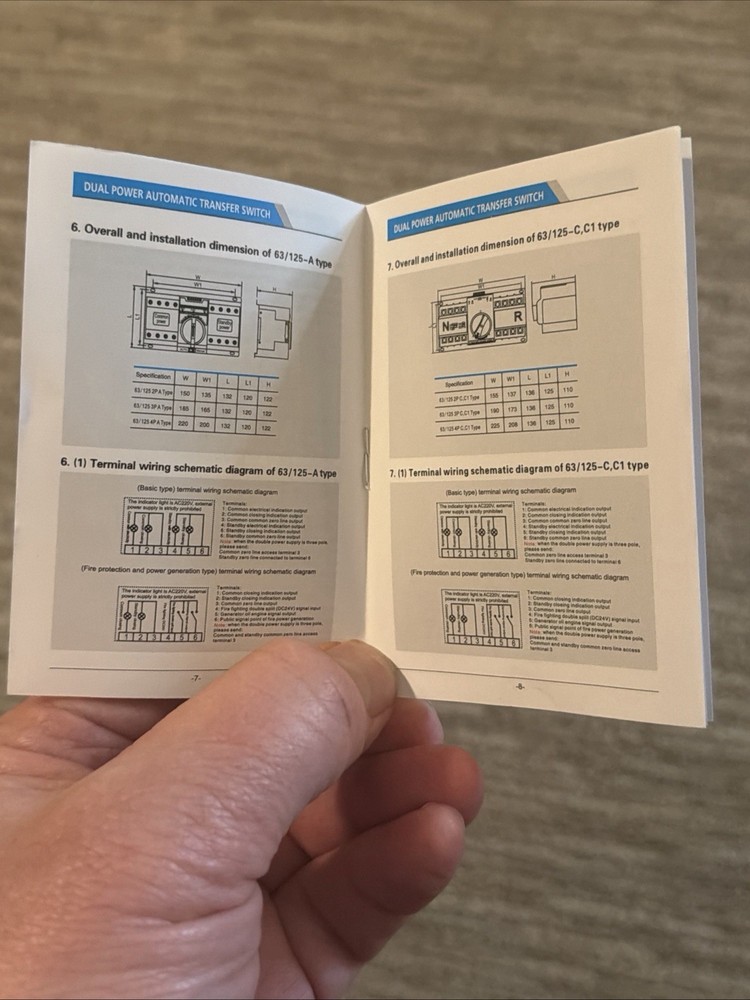 Dual Power Automatic Transfer Switch, 2P 63A 110V 50/60Hz