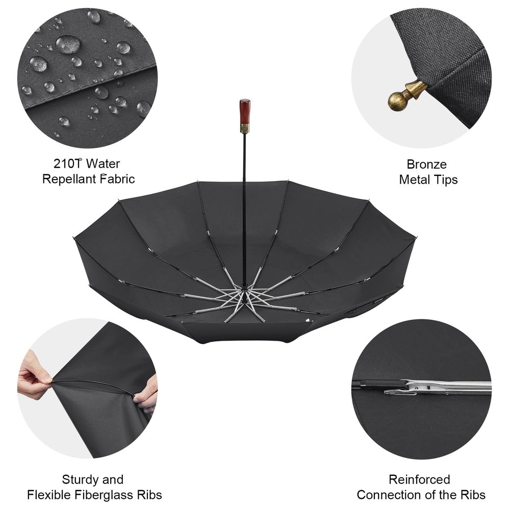 54 Inch Large Compact Windproof Golf Umbrella for Rain Oversized Auto Open
