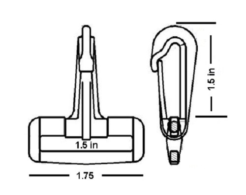 Snap Hook 1.5 inch Rocker Black Plastic 36 per pack