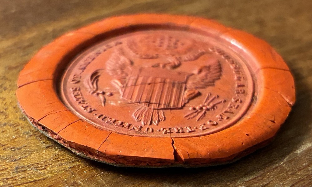 C. 1830 - 1860 Red Wax U.S. Consular Document Seal Impression