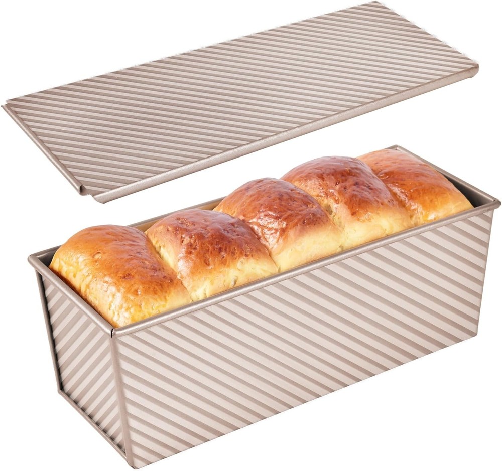Versatile 2.2Lb Pullman Loaf Pan with Lid - Create Perfect Bread & Cakes
