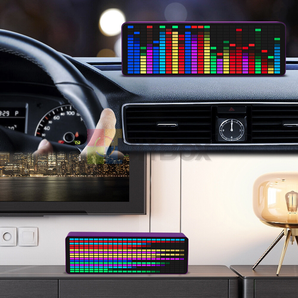 MIC+CABLE Sound Level Meter Clock LED Audio Display Music Spectrum Visualizer