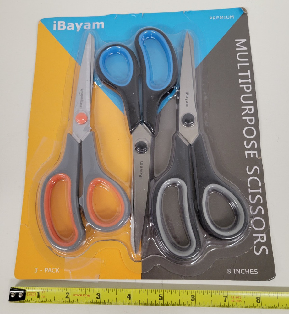 iBayam 8" Multipurpose Scissors 3 Pack