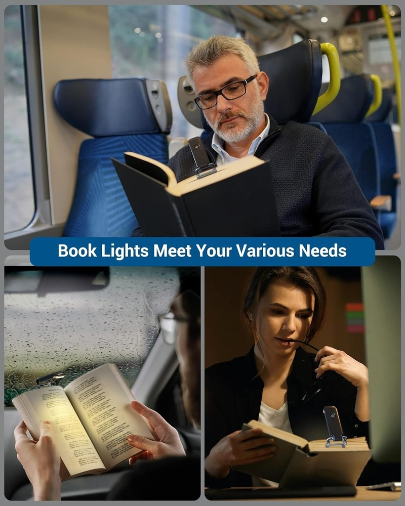 Compact Adjustable Brightness LED Clip-On Book Light - Perfect for Night Reading