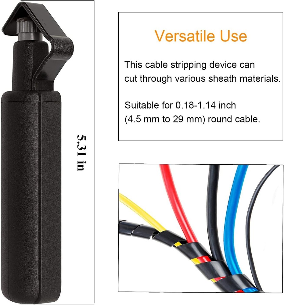 Round Cable Stripper Tool - Adjustable Cutting Depth Jacket Slitter - Fast & ...