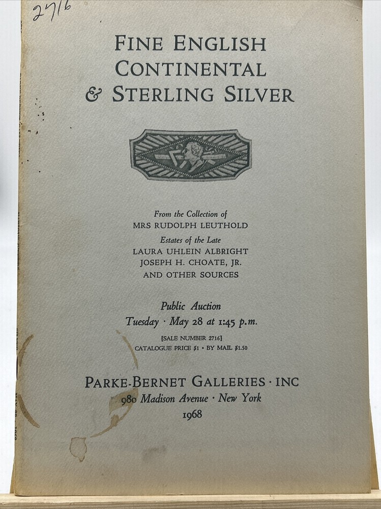 Parke-Bernet Catalog: Rudolph Leuthold Collection- 1968