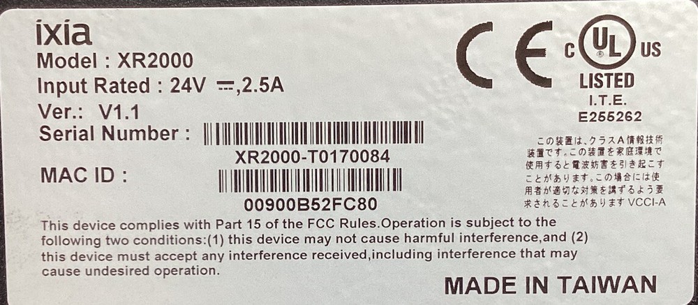Ixia XR2000 Active Monitoring Hardware Endpoint