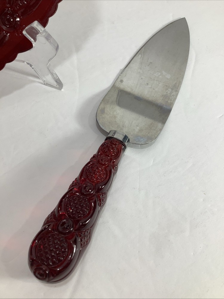 Avon Cape Cod 1876 Ruby Red 10.5” Cake Plate & Matching Server