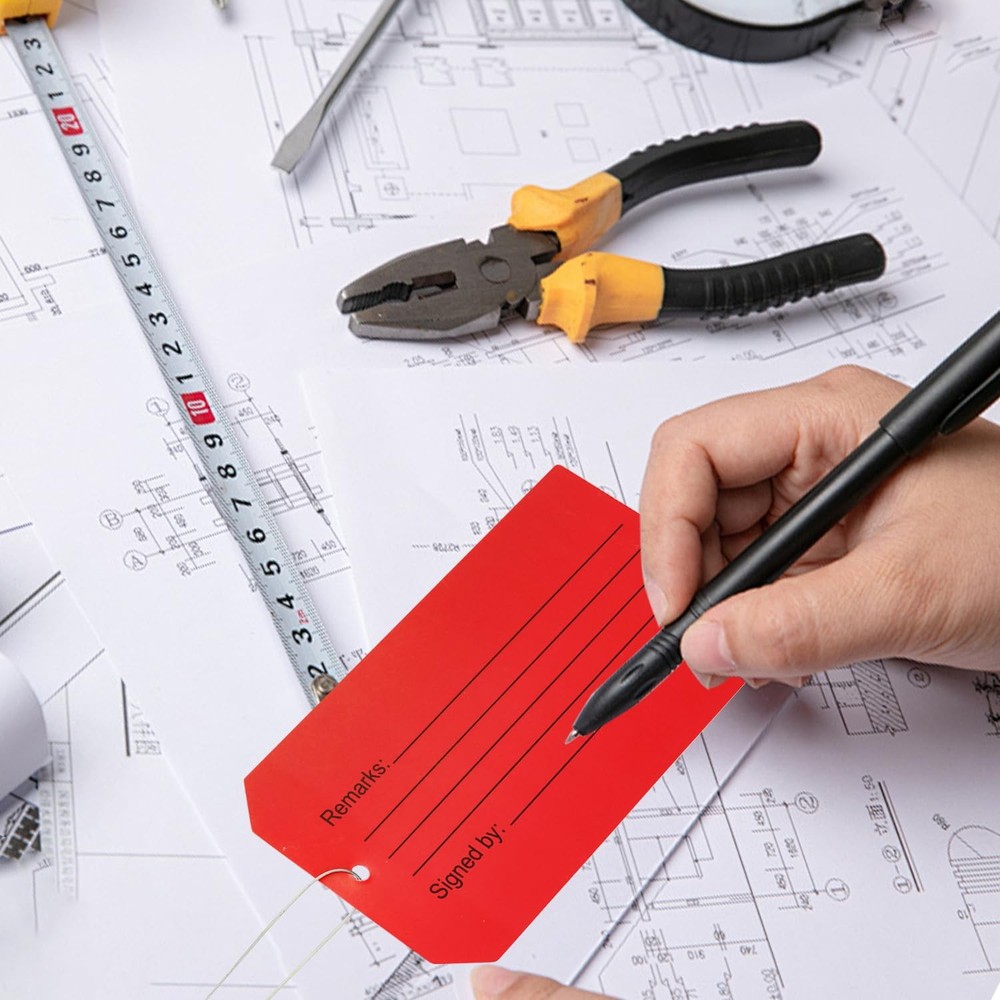 50 pcs Repair Require Tags with Pre-Attach Wire,PVC Plastic Maintenance Requi...