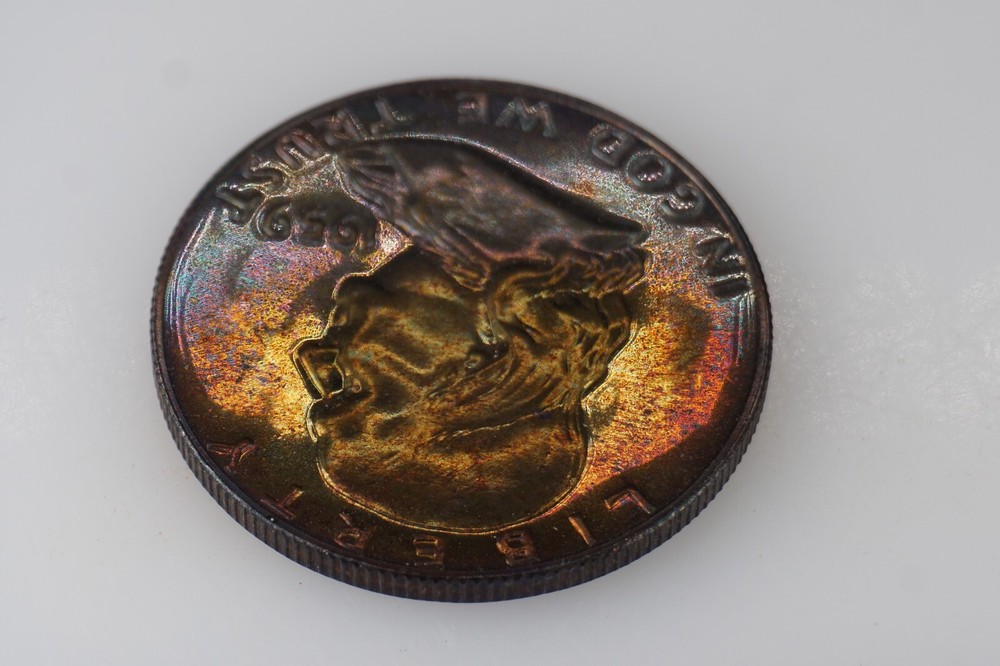 RAINBOW TONED - 1959 PROOF Franklin Half Dollar Silver #5