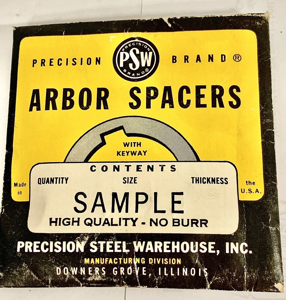 Vintage Percision Brand Arbor Spacers With Keyway Sample