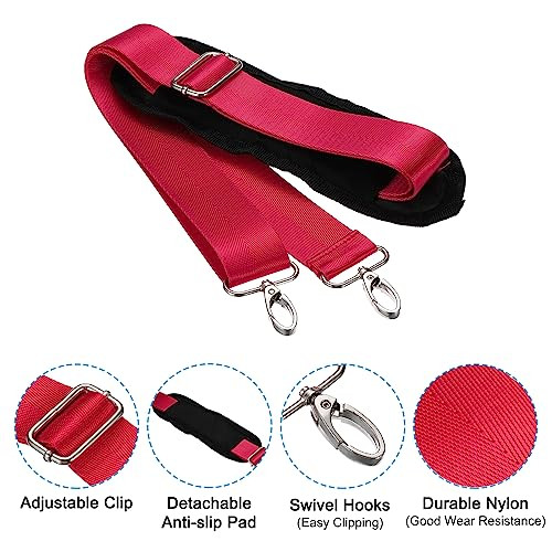 Shoulder Strap, Nylon Adjustable Replacement Strap with Anti-Slip Padded Red