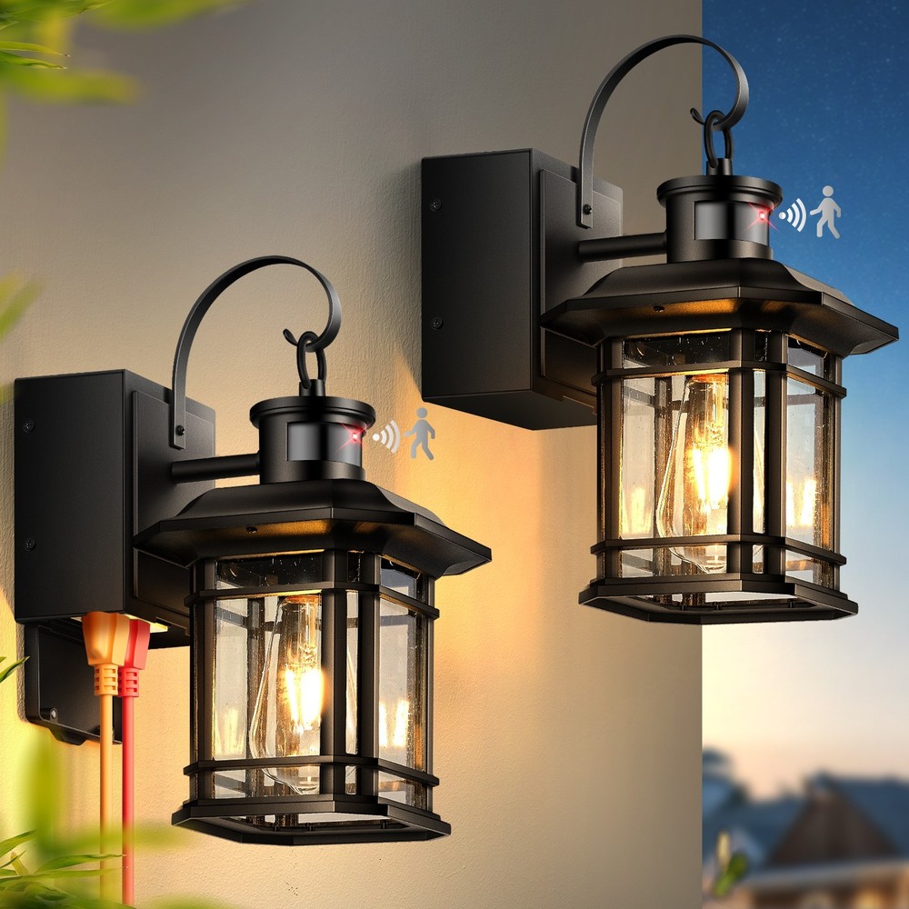 OPAXIS 3 Lighting Modes Motion Sensor Outdoor Lights with GFCI Outlet