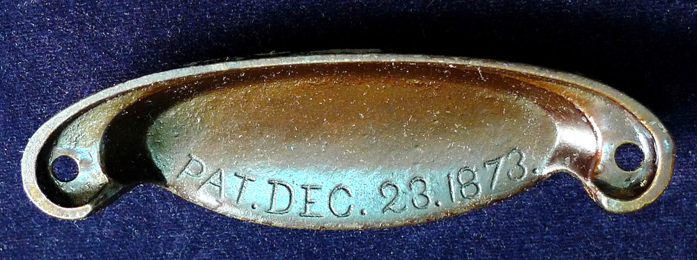 Cast Iron Decorated Draw Pull Handle Dated 1873 Set of 6