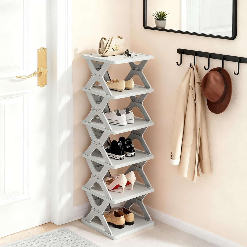 1 PCS Shoe Rack Collapsible Kids 6Tier Small Foldable Organizer Entryway