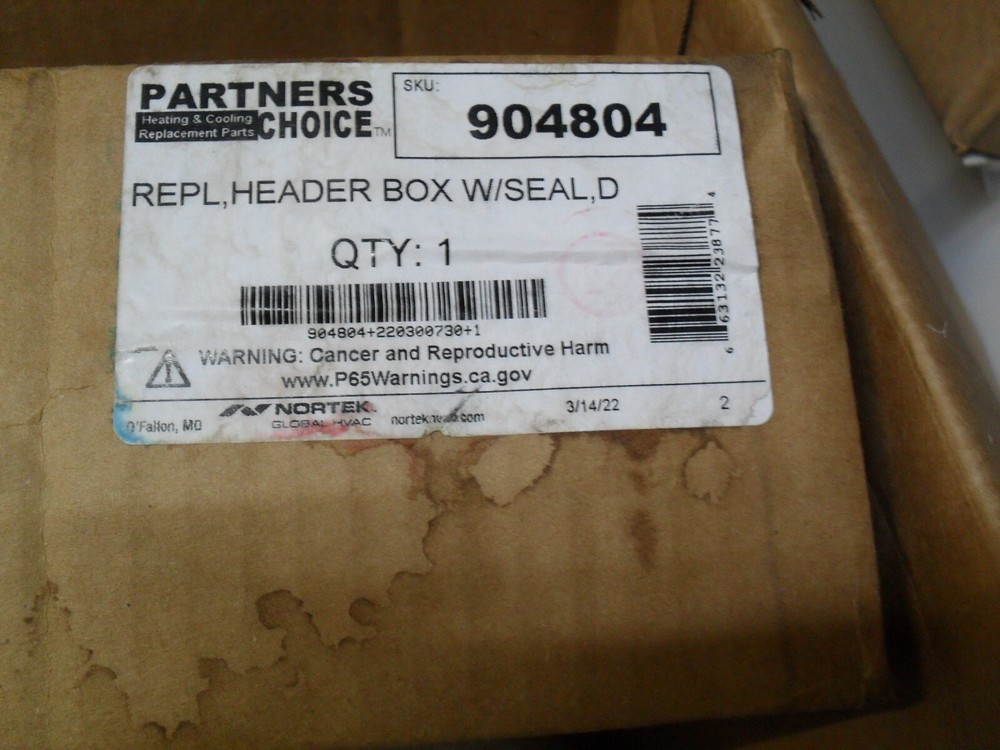 Nordyne 904804 Replacement Header box with seal