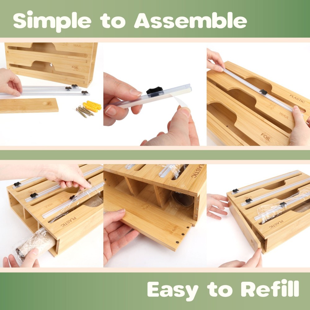 Bamboo 3-in-1 Wrap Dispenser with Cutter