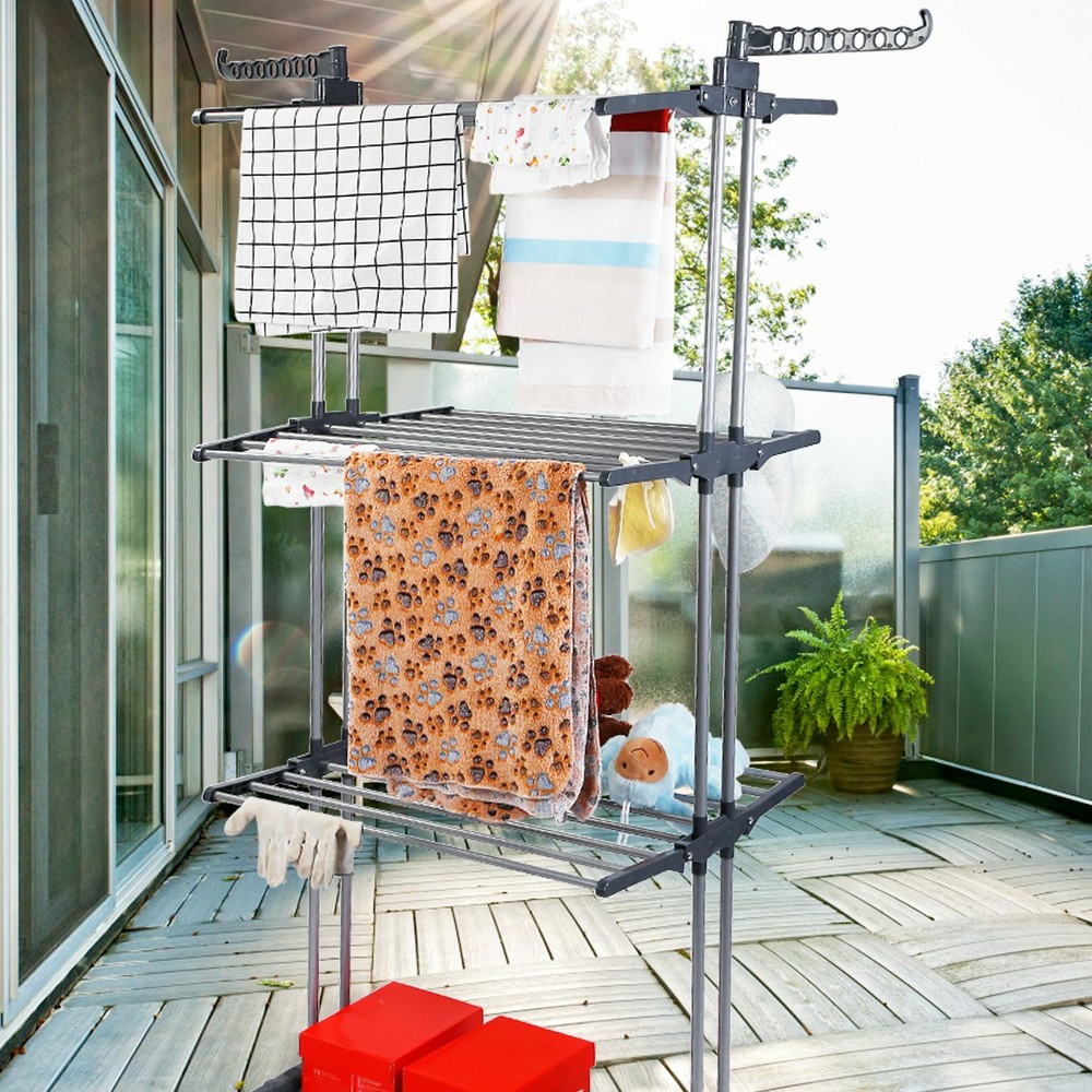 3 Tier Folding Laundry Drying Rack Foldable Clothes Dryer Hanger Stand Storage