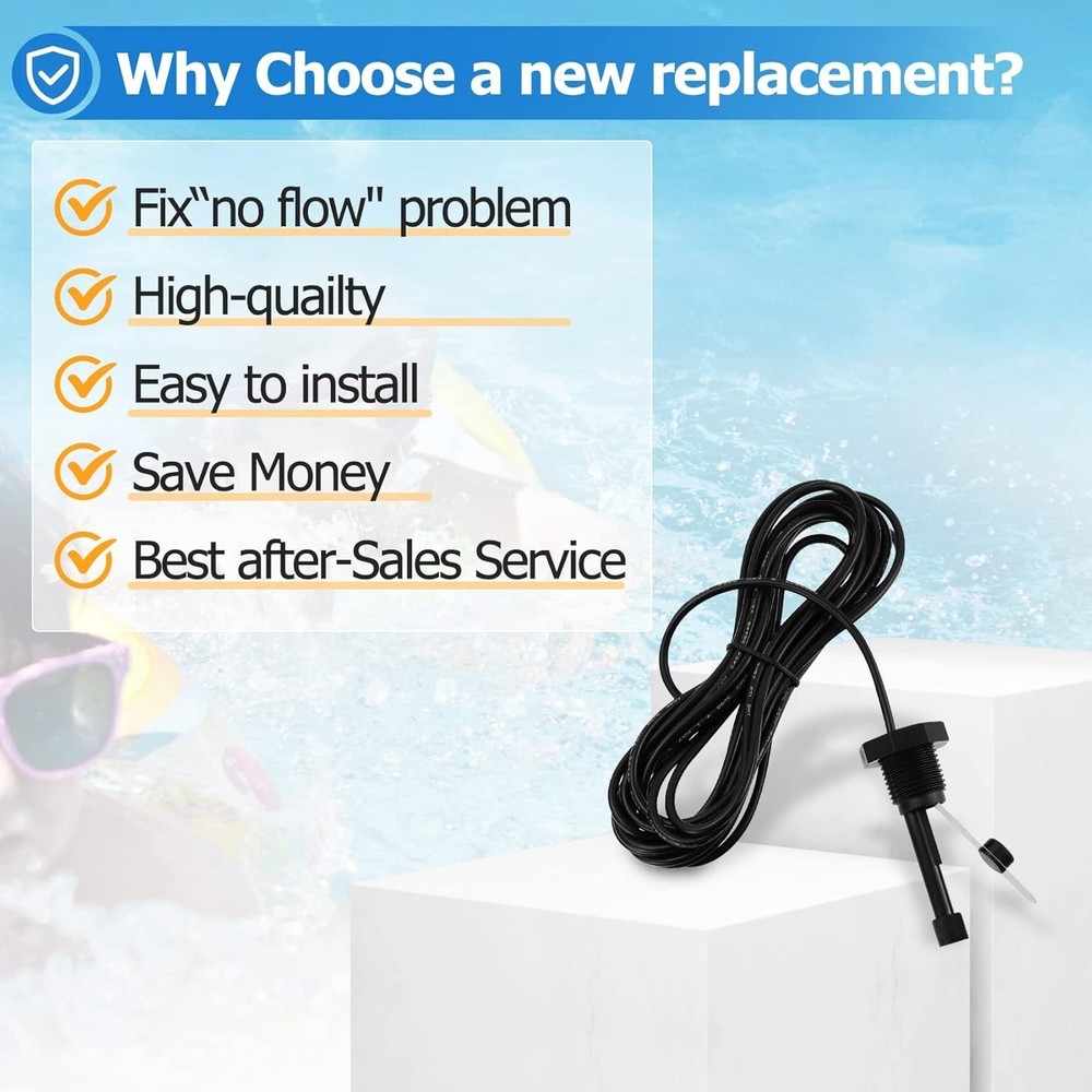 Aqua Rite Flow Switch Replacement with 15-Foot Cable, Plug-and-Play Setup