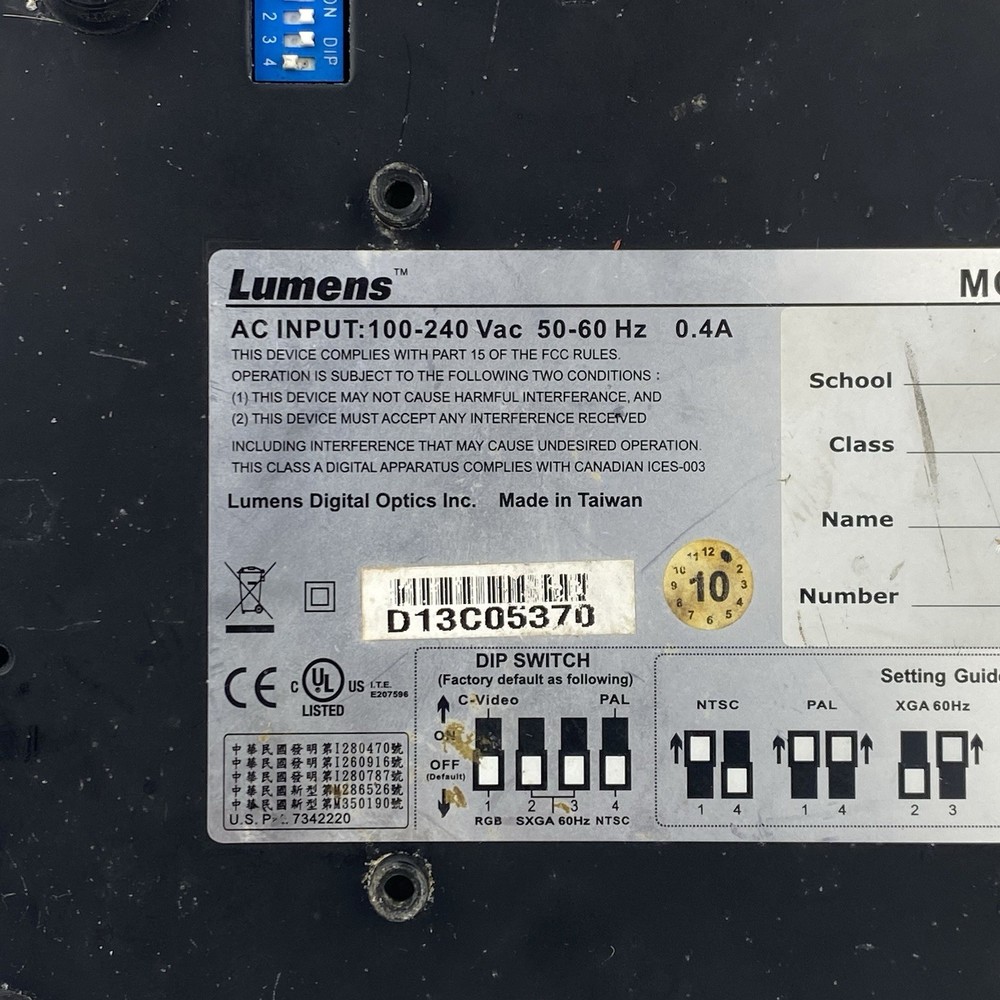 Lumens DC265 Full HD Document Camera Visualizer 1080p No Cables Tested Working!