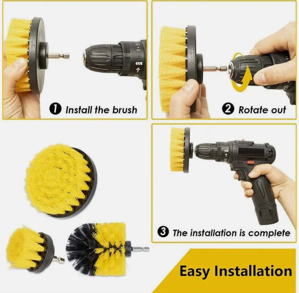 3 pcs Drill Brush Attachment Set Scrub Brush