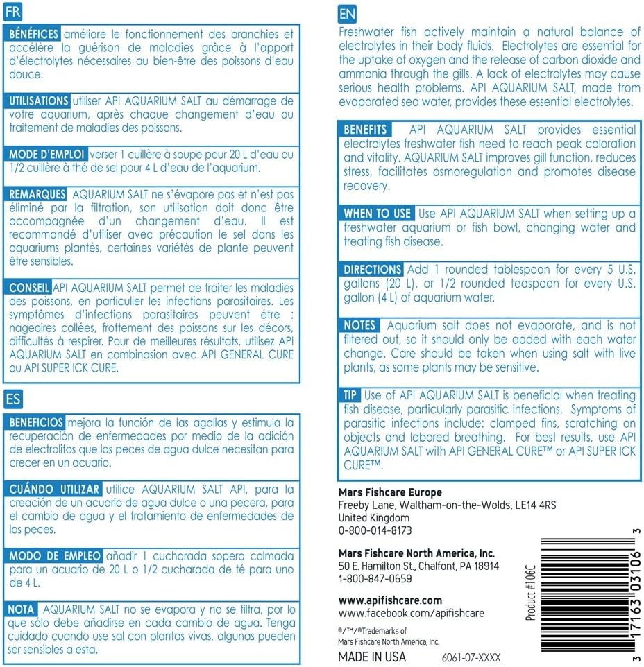 API Aquarium Salt Freshwater 65 Ounce Box